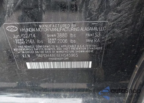 2014 Hyundai Elantra Se из США, поврежденный, VIN 5NPDH4AE6EH545965